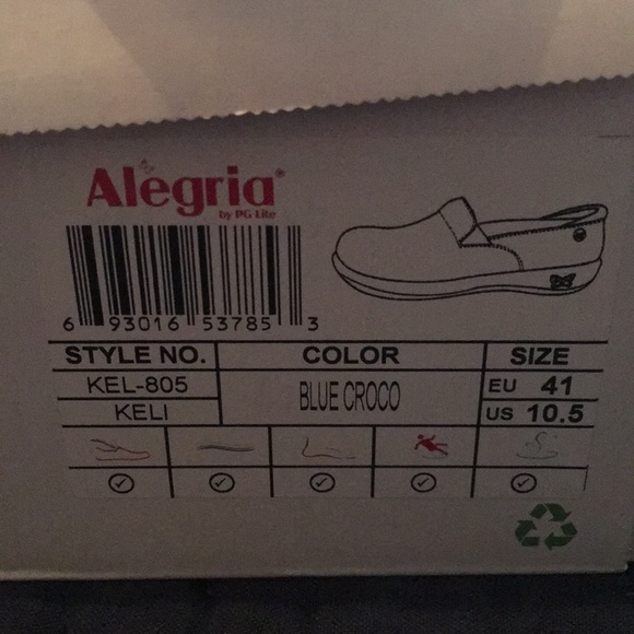 Alegria, blue crocodile, close back clogs. - Picture 7 of 8